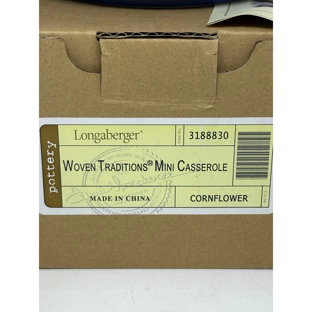 Longaberger Woven Traditions Mini Casserole Cornflower Blue Pottery 3188830 New